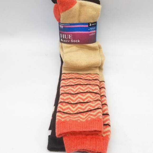 Hue Knee Socks 3-Pairs | Wave Stripe/Heather/Multi-Stripe Women 4-10 - Picture 1 of 7